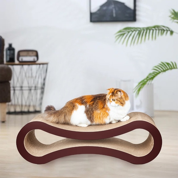 Cat Scratcher Cardboard Bed Furniture Protector Infinity Shape Curved NEW - Picture 2 of 4